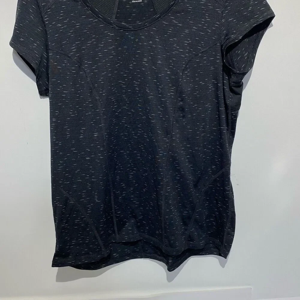 MTA‎ Sport Women's Black White Mesh Round Neck Short Sleeve Athletic T-Shirt XL